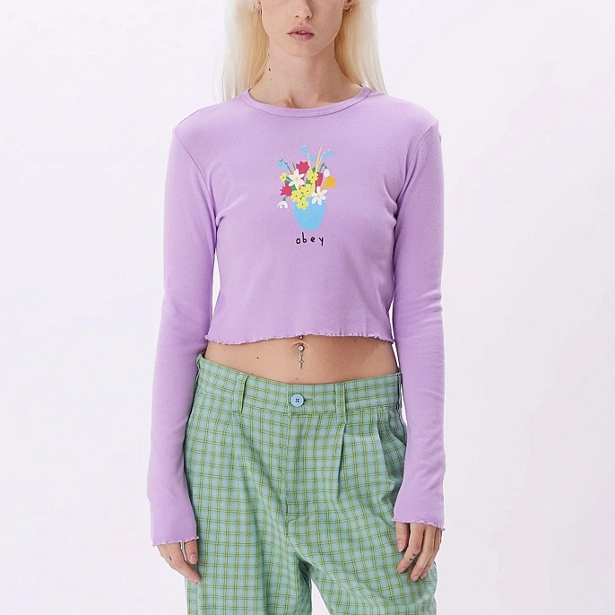 Лонгслив женский Obey Vase Bunch Cropped Jess Rib Fitted LS T-shirt