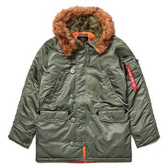 Мужская куртка парка Alpha Industries Slim Fit N-3B Parka Sage / Orange