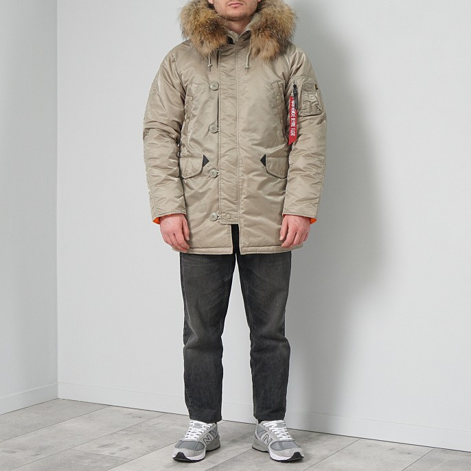 Мужская куртка парка Alpha Industries Slim Fit N-3B Parka Dark Khaki / Orange