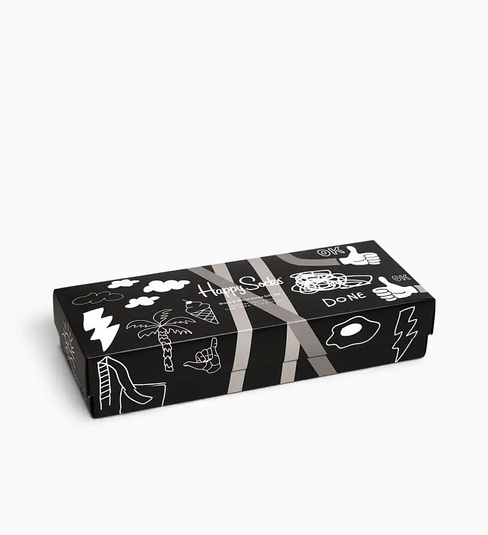 Набор носков Happy Socks Black And White Socks Gift Set 4-Pack