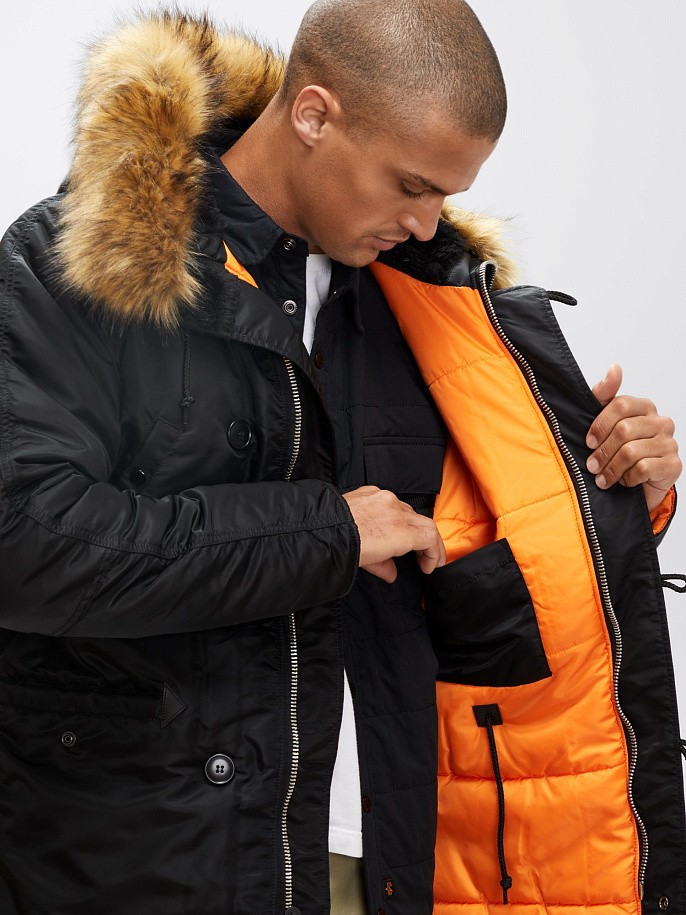 Мужская куртка парка Alpha Industries Slim Fit N-3B Parka Black / Orange