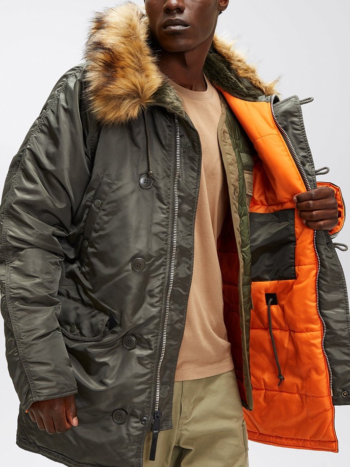 Мужская куртка парка Alpha Industries Slim Fit N-3B Parka Replica Gray / Orange